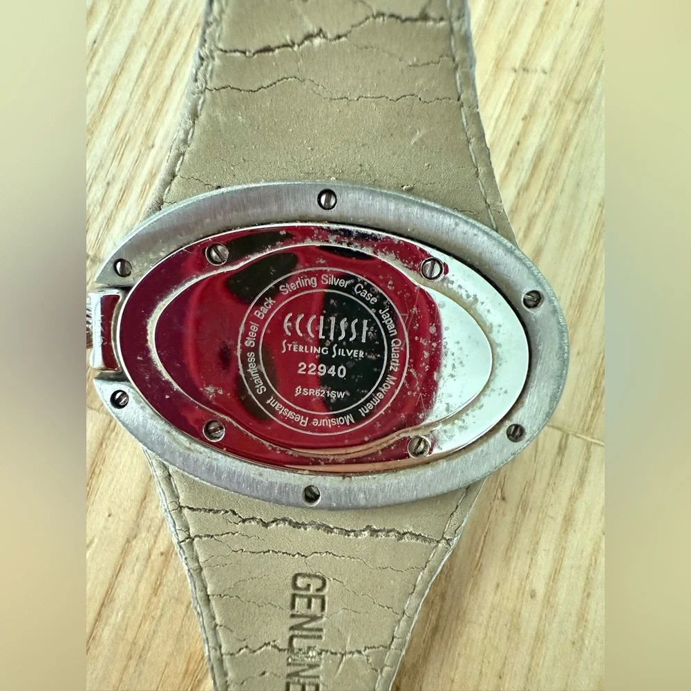 Vintage ecclissi 925 sterling silver oval watch NEW BATTERY